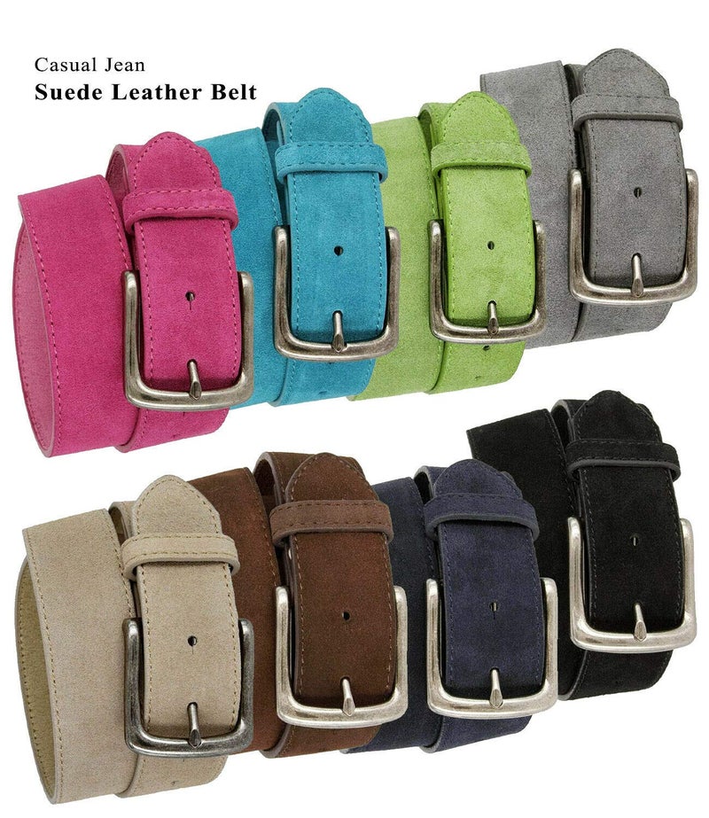 Belts.com Men's Belt Rounded Edge Heel Bar Buckle Casual Jean Suede Leather Belt 1 1/2" Wide (Gray, 34) - Image 5